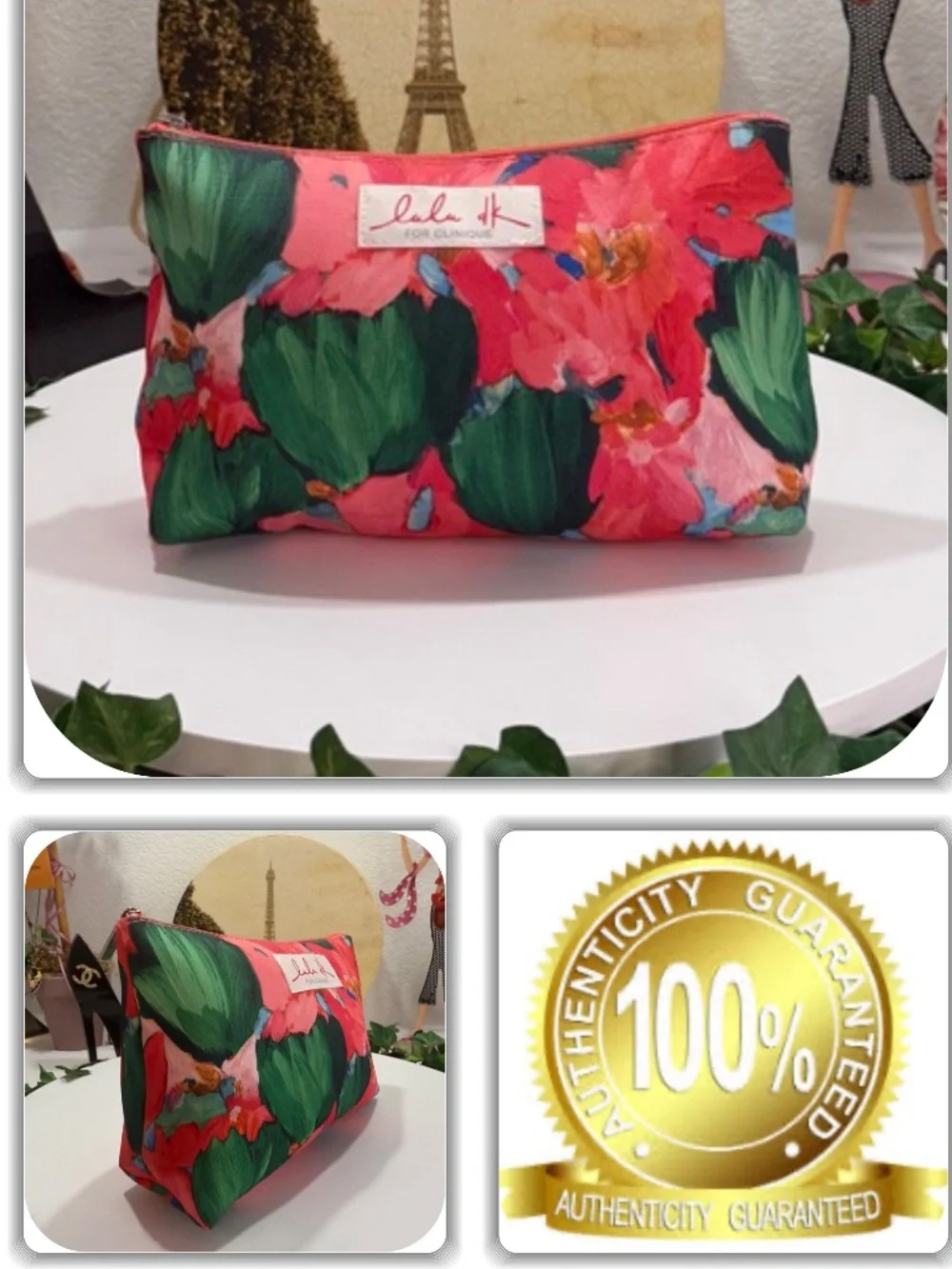 👛 CHIC CLINIQUE FLORAL CLUTCH/ POUCH! 👛